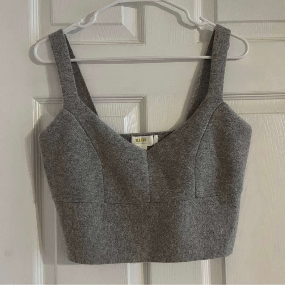 Anthropologie Maeve Gray Wool Cropped Tank Sweater